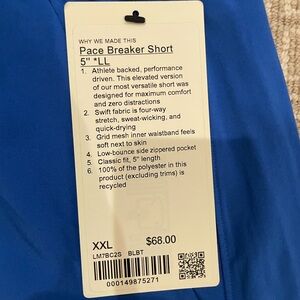 Lululemon pace breaker men’s xxl , new w tags